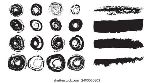 Black line, grunge brush strokes, ink paint set, EPS 10. Paint splatter Paint stroke, ink stroke, Black Grunge Paint Banners on transparent background. Dirty artistic vector design.