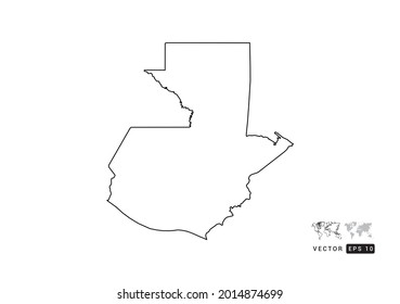 Black  line Guatemala map vector on white background.