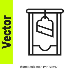 Black Line Guillotine Medieval Execution Icon Isolated On White Background.  Vector