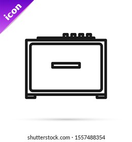 Black line Guitar amplifier icon isolated on white background. Musical instrument.  Vector Illustration