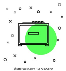 Black line Guitar amplifier icon isolated on white background. Musical instrument.  Vector Illustration