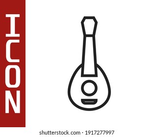 Black line Guitar icon isolated on white background. Acoustic guitar. String musical instrument.  Vector