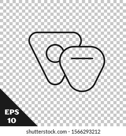 Black line Guitar pick icon isolated on transparent background. Musical instrument.  Vector Illustration