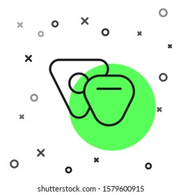 Black line Guitar pick icon isolated on white background. Musical instrument.  Vector Illustration