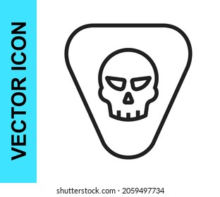 Black line Guitar pick icon isolated on white background. Musical instrument.  Vector