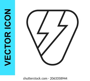 Black line Guitar pick icon isolated on white background. Musical instrument.  Vector