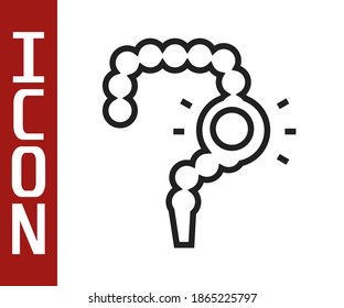 Icono de estreñimiento de la correa negra aislado en fondo blanco. Problemas de intestino.  Vector