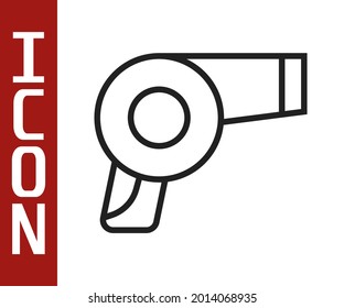 Black line Hair dryer icon isolated on white background. Hairdryer sign. Hair drying symbol. Blowing hot air.  Vector