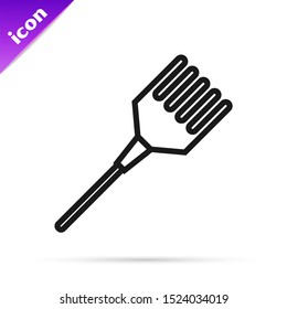 Black line Hairbrush icon isolated on white background. Comb hair sign. Barber symbol.  Vector Illustration