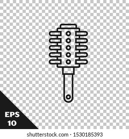 Black line Hairbrush icon isolated on transparent background. Comb hair sign. Barber symbol.  Vector Illustration