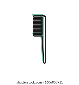 Black line Hairbrush icon isolated on white background. Comb hair sign. Barber symbol.  Vector Illustration