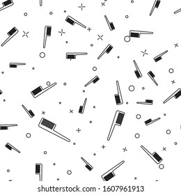 Black line Hairbrush icon isolated seamless pattern on white background. Comb hair sign. Barber symbol.  Vector Illustration