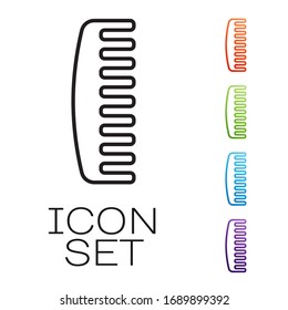 Black line Hairbrush icon isolated on white background. Comb hair sign. Barber symbol. Set icons colorful. Vector Illustration