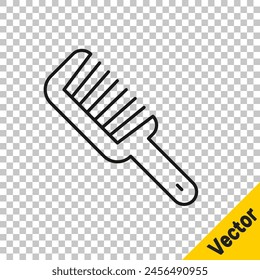 Black line Hairbrush icon isolated on transparent background. Comb hair sign. Barber symbol.  Vector