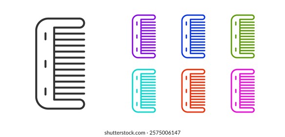 Black line Hairbrush icon isolated on white background. Comb hair sign. Barber symbol. Set icons colorful. Vector