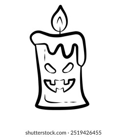 Black Line Halloween Candle Vector Icon