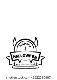 Schwarze Linie Halloween Tombstone Vektorsymbol