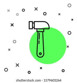 Black line Hammer icon isolated on white background. Tool for repair.  Vector Illustration