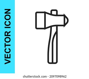 Schwarze Linie Hammer Symbol einzeln auf weißem Hintergrund. Reparaturwerkzeug.  Vektorgrafik