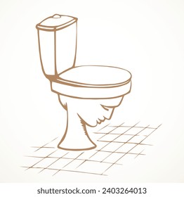Black line hand draw crazy man work klerk victim sit wc bowl app humor logo idea icon sign art sketch cartoon. Girl like bizarre sick ill dumb false faq lie smart phobia value trust share flush seat
