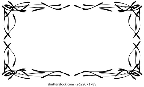 Black line hand drawing abstract background border