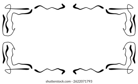 Black line hand drawing abstract background border