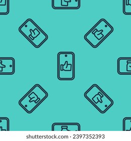 Black line Hand like icon isolated seamless pattern on green background.  Vector