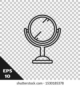 Black line Hand mirror icon isolated on transparent background.  Vector Illustration