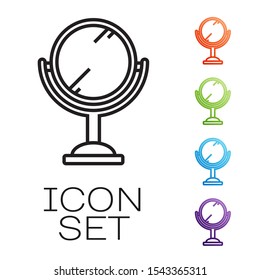 Black line Hand mirror icon isolated on white background. Set icons colorful. Vector Illustration