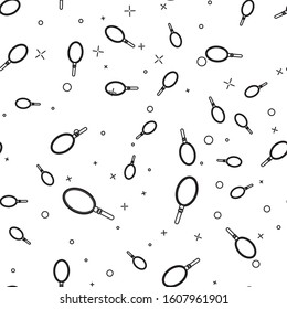 Black line Hand mirror icon isolated seamless pattern on white background.  Vector Illustration