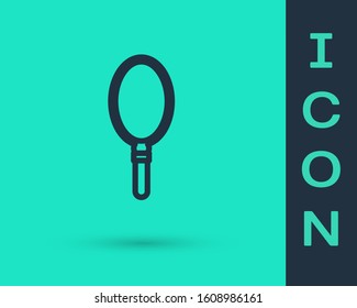 Black line Hand mirror icon isolated on green background.  Vector Illustration