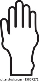 Black line Hand with psoriasis or eczema icon isolated on white background. Concept of human skin response to allergen or chronic body problem.  Vector Illustration