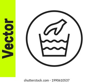 Black line Hand wash laundry icon isolated on white background.  Vector