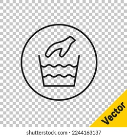 Black line Hand wash laundry icon isolated on transparent background.  Vector