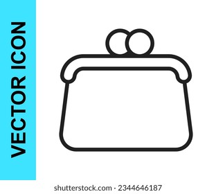 Black line Handbag icon isolated on white background. Female handbag sign. Glamour casual baggage symbol.  Vector