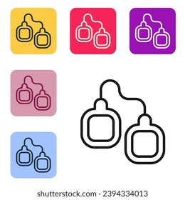 Black line Handcuffs icon isolated on white background. Set icons in color square buttons. Vector