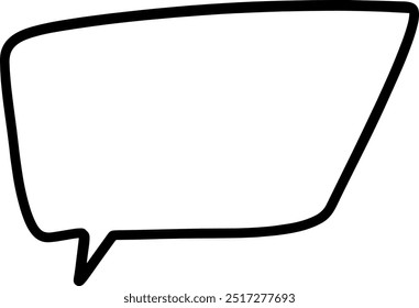 Burbuja de voz dibujada a mano en línea negra, ideal para agregar un toque personal y creativo a los diálogos, cómics y diseños