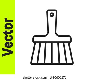Black line Handle broom icon isolated on white background. Cleaning service concept.  Vector