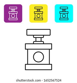 Black line Handle detonator for dynamite icon isolated on white background. Set icons colorful square buttons. Vector Illustration