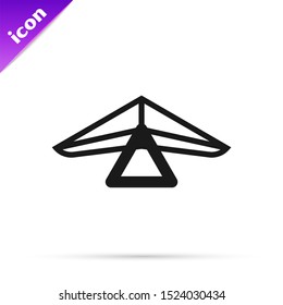 Black line Hang glider icon isolated on white background. Extreme sport.  Vector Illustration