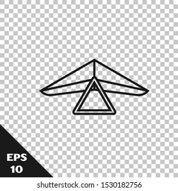 Black line Hang glider icon isolated on transparent background. Extreme sport.  Vector Illustration