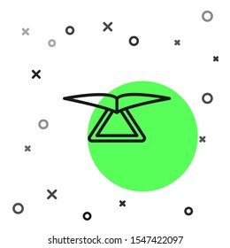 Black line Hang glider icon isolated on white background. Extreme sport.  Vector Illustration