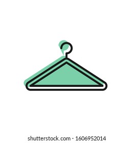 Black line Hanger wardrobe icon isolated on white background. Cloakroom icon. Clothes service symbol. Laundry hanger sign.  Vector Illustration