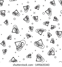 Black line Hanging sign with text Sold icon isolated seamless pattern on white background. Sold sticker. Sold signboard.  Vector Illustration