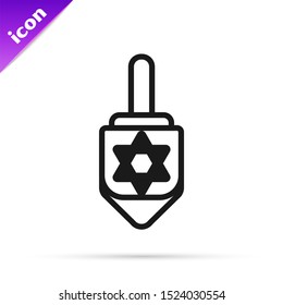Black line Hanukkah dreidel icon isolated on white background.  Vector Illustration