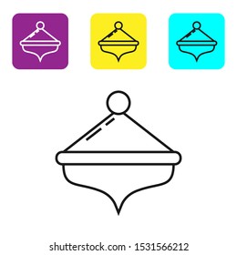 Black line Hanukkah dreidel icon isolated on white background. Set icons colorful square buttons. Vector Illustration