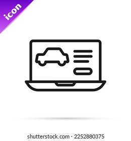 Black line Hardware diagnostics condition of car icon isolated on white background. Car service and repair parts.  Vector