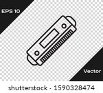 Black line Harmonica icon isolated on transparent background. Musical instrument.  Vector Illustration