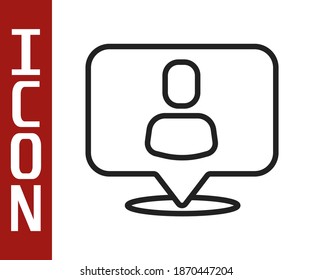 Black line Head hunting icon isolated on white background. Business target or Employment sign. Human resource and recruitment for business.  Vector