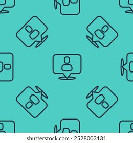 Black line Head hunting icon isolated seamless pattern on green background. Business target or Employment sign. Human resource and recruitment for business.  Vector
